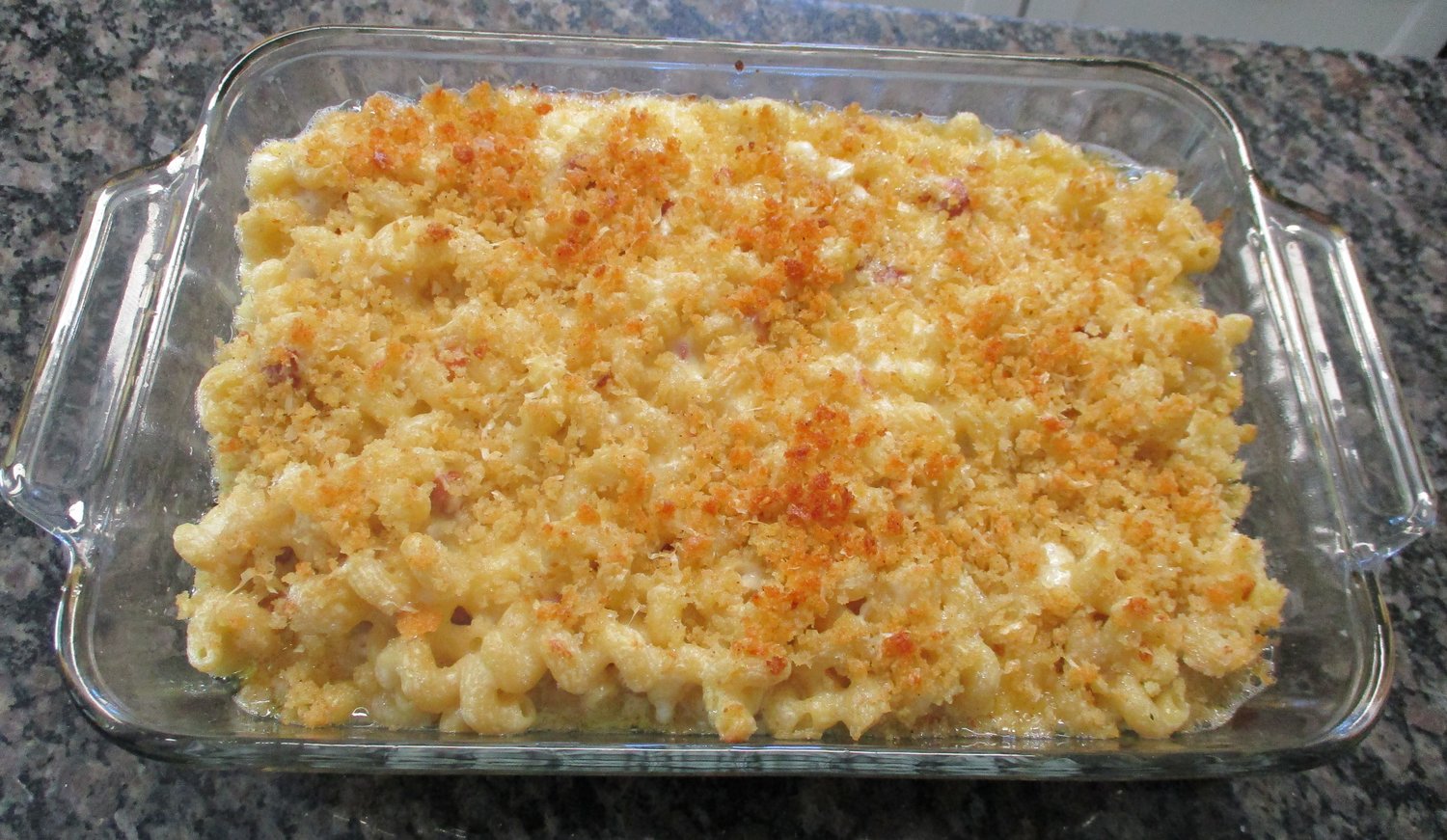 The finished macaroni and cheese, updated for modern tastes.